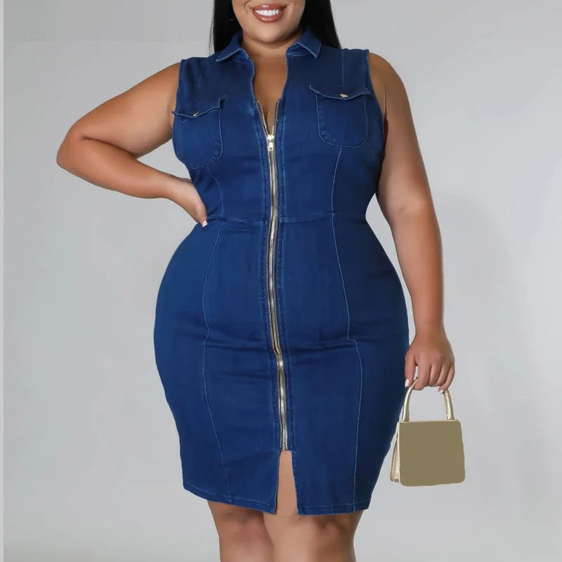 Sammy Jackson™ Helen Plus-Size Spijkerjurk | Trendy & Stoer