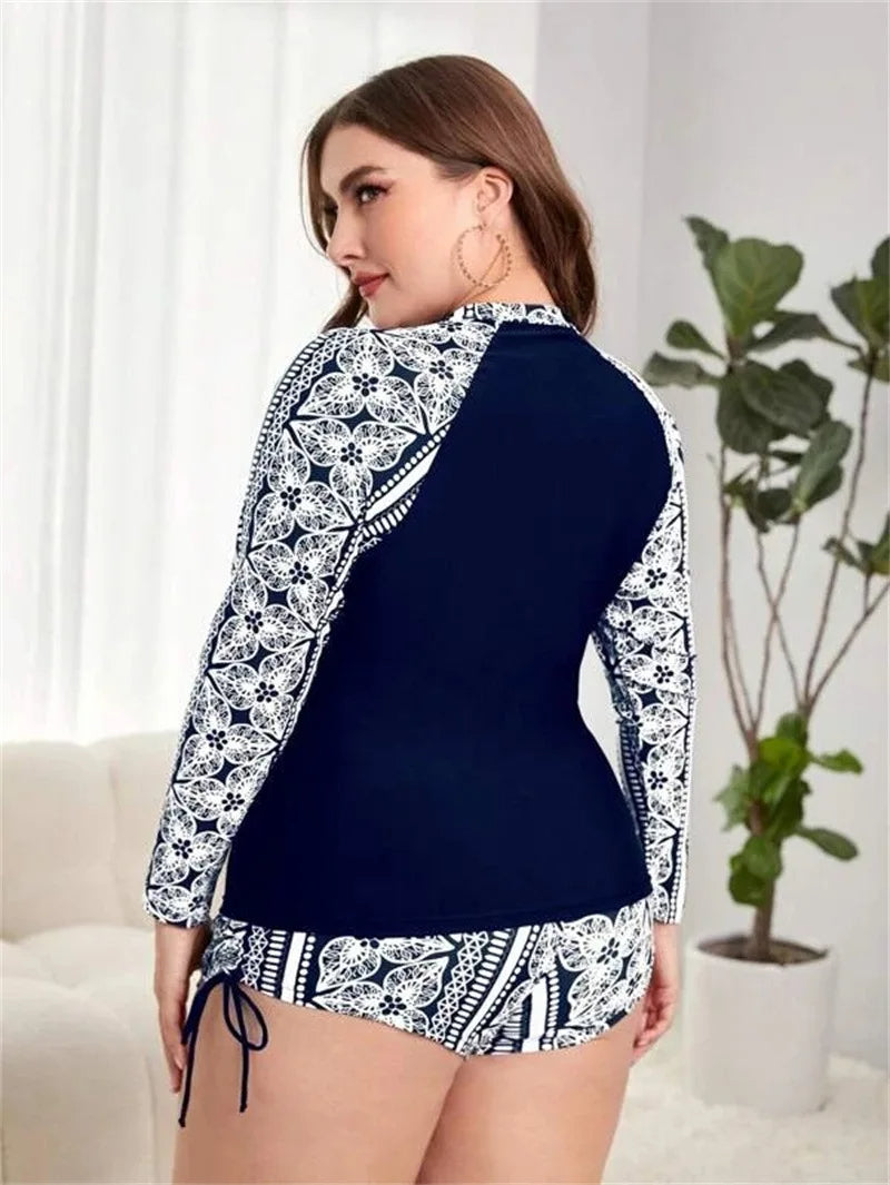 Sammy Jackson™ Amy Plus-Size Zwempak Met Lange Mouwen | Sportief & Stijlvol