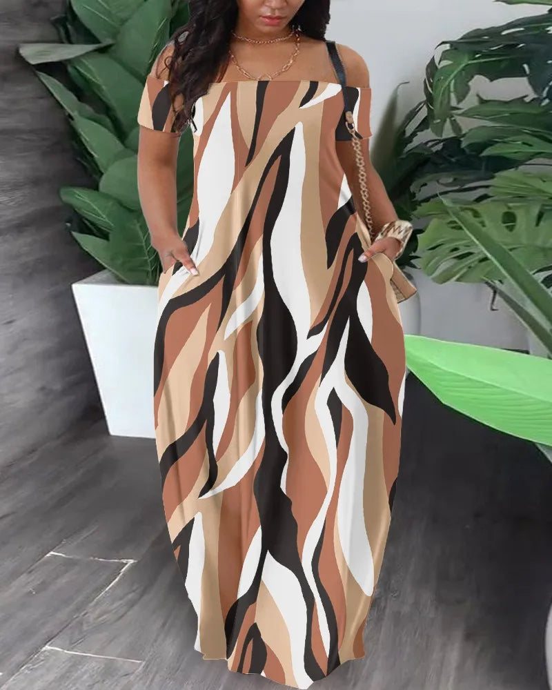 Sammy Jackson™ Tasha Plus-Size Safari Jurk | Kleurrijk & Stijlvol
