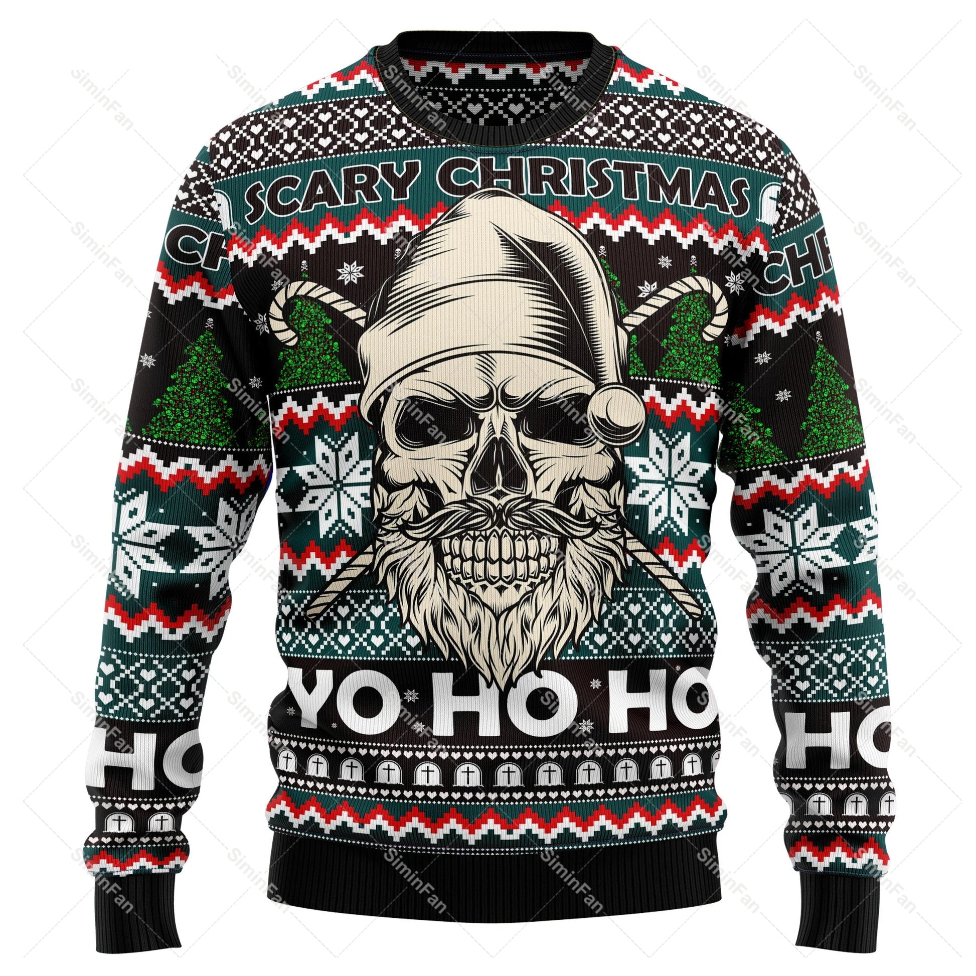 Sammy Jackson™ GrungeFest Kersttrui | Trui met schedelprint