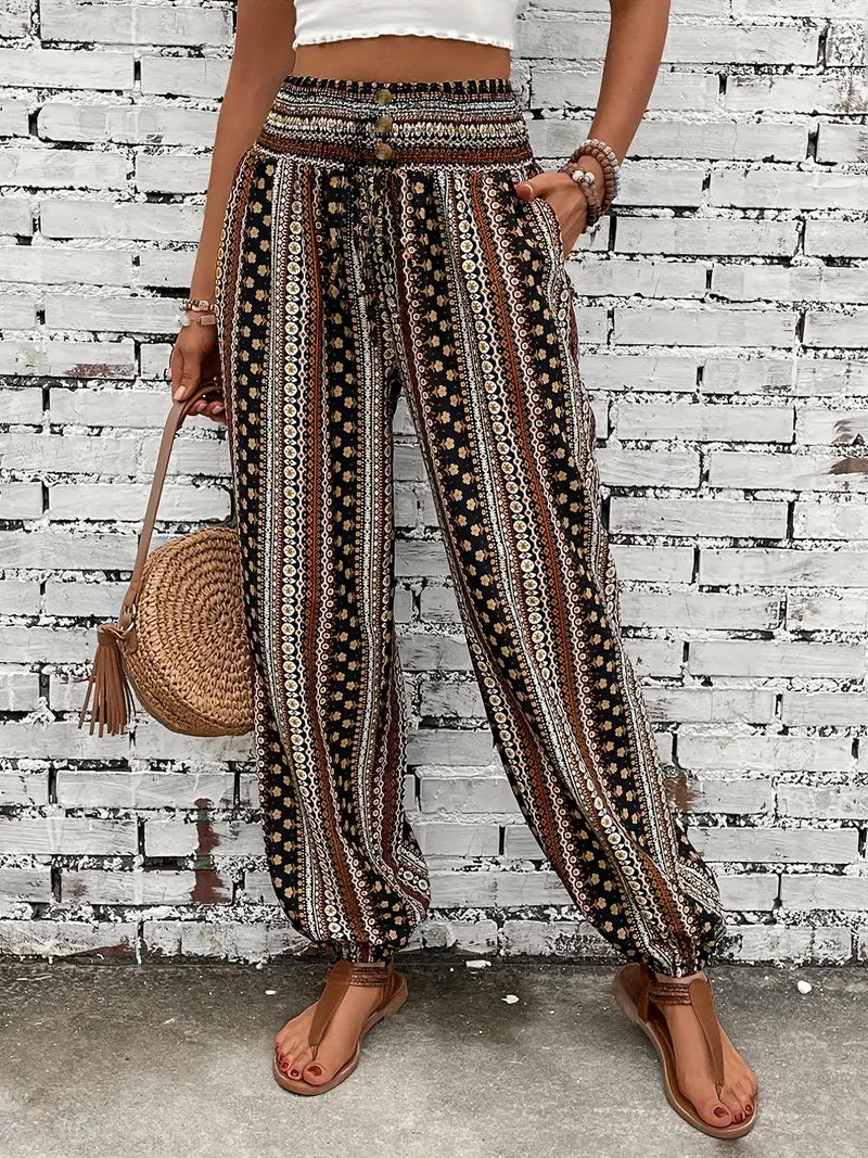 Boho-Chique Dames Broek met Grafische Print – Solara