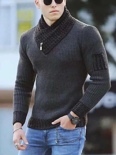 Sammy Jackson™ Casual Trui | Vintage wollen trui met hoge kraag