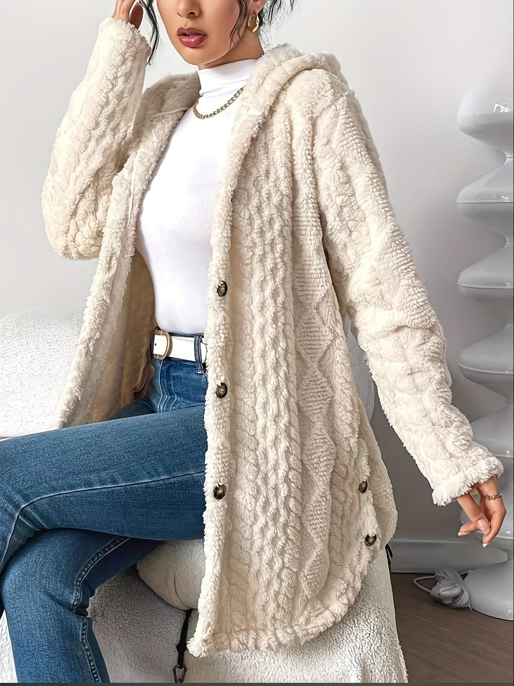 Zacht Lang Damesvest Met Capuchon – Marit