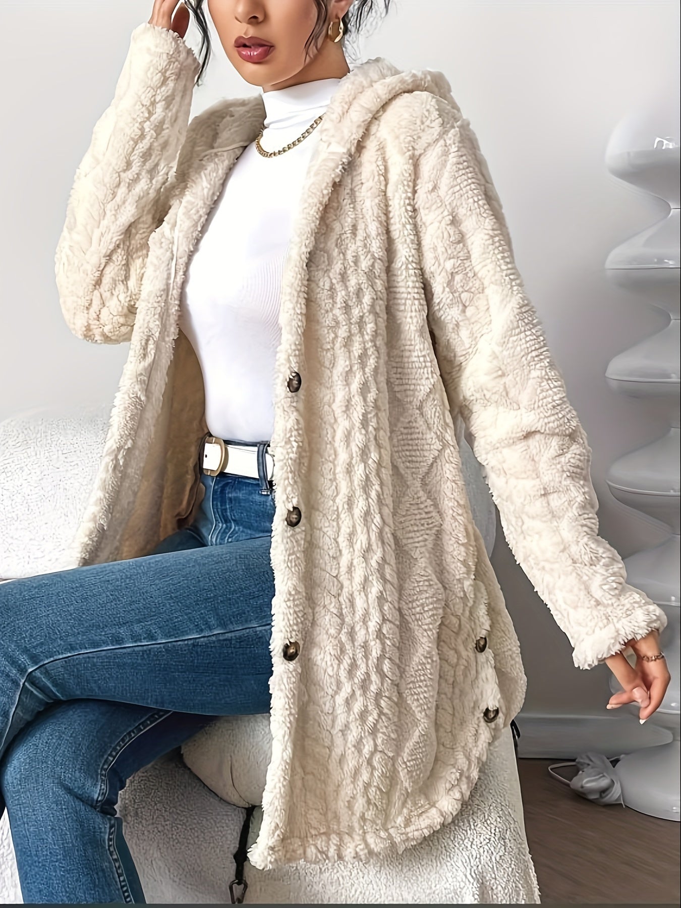 Zacht Lang Damesvest Met Capuchon – Marit