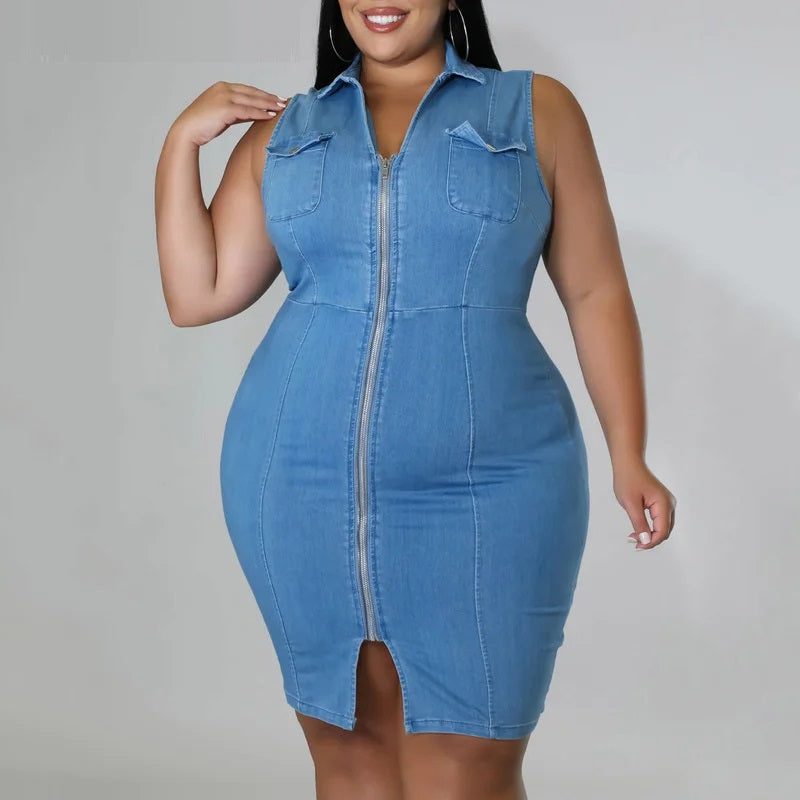 Sammy Jackson™ Helen Plus-Size Spijkerjurk | Trendy & Stoer
