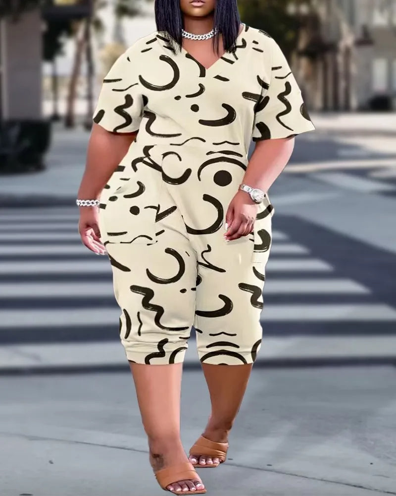 Sammy Jackson™ Aafke Plus Size Playsuit | Kleurrijk & Stijlvol