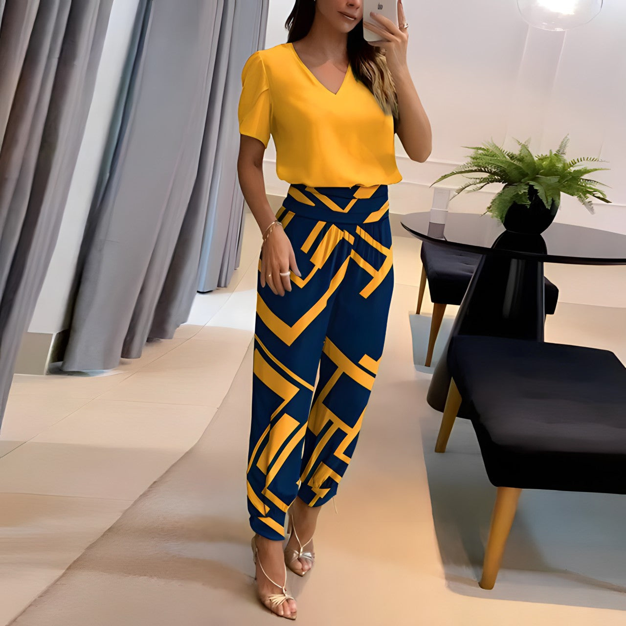 Modieuze blouse-set met broek – Comfort & stijl verenigd – Fabienne