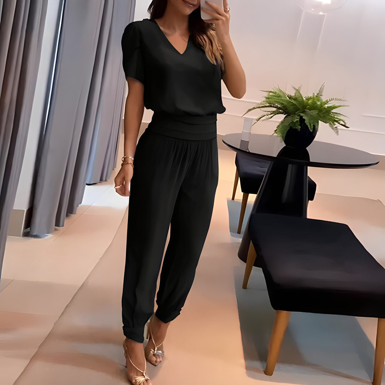 Modieuze blouse-set met broek – Comfort & stijl verenigd – Fabienne