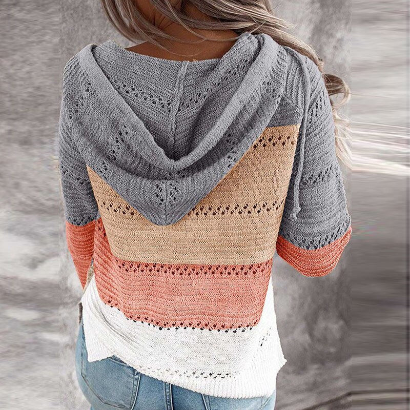 Sammy Jackson™ Lydia | Comfortabele Patchwork Sweater met Capuchon