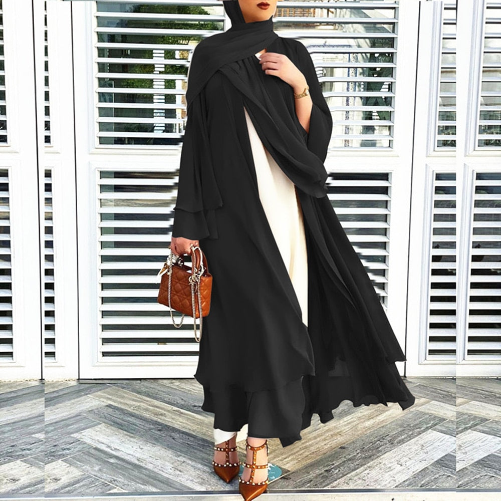 Sammy Jackson™ Open Amina Abaya met Hijab | Een mooie & luchtige abaya