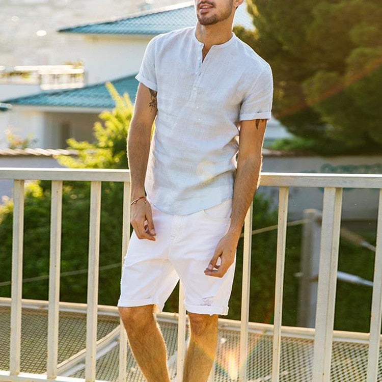 Sammy Jackson™ Leon Linnen blouse | Een stijlvolle & casual herenblouse