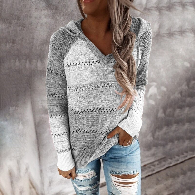 Sammy Jackson™ Lydia | Comfortabele Patchwork Sweater met Capuchon