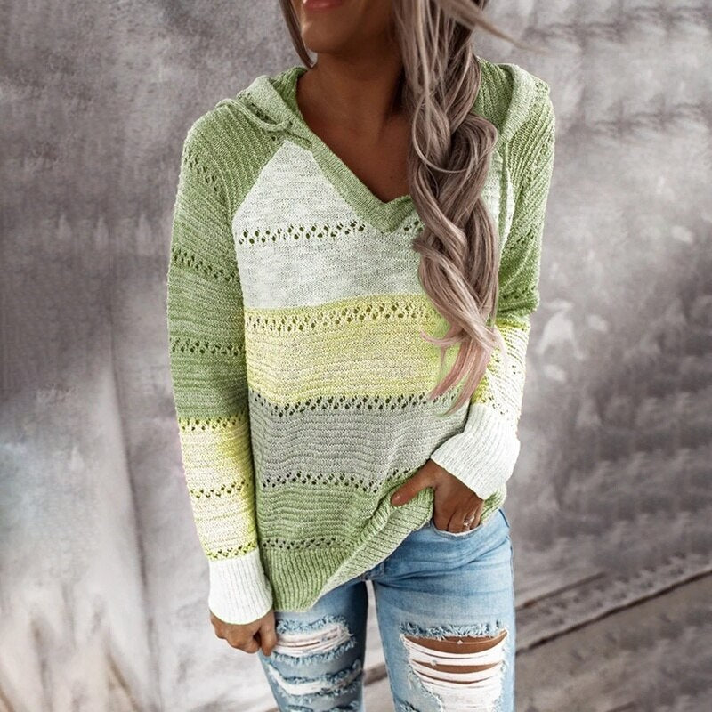 Sammy Jackson™ Lydia | Comfortabele Patchwork Sweater met Capuchon