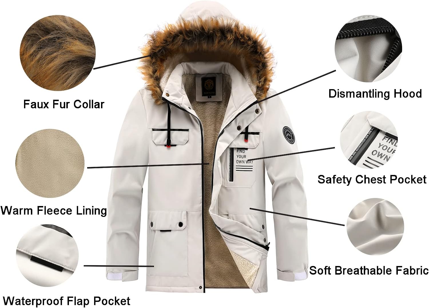 Sammy Jackson™ Winterparka met Fleecevoering | Winddicht jack met capuchon