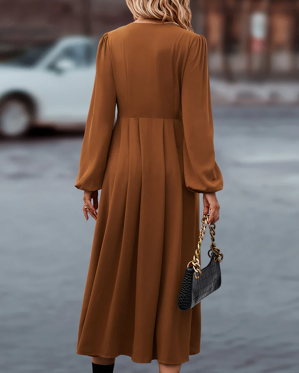 Maxi Herfst Jurk met Knoopsluiting – Amira