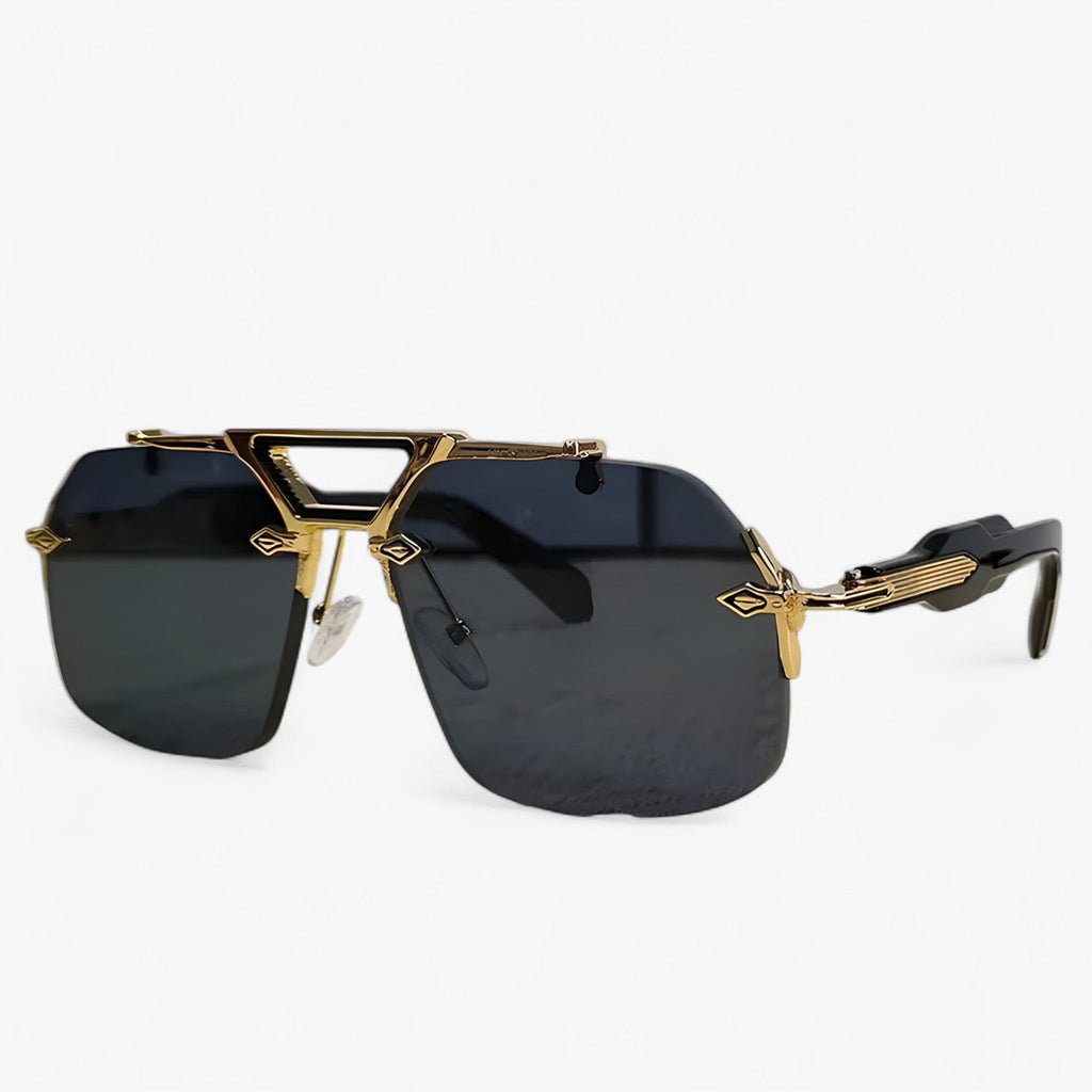 Randloze Oversized Zonnebril met Metalen Accenten – Vexor