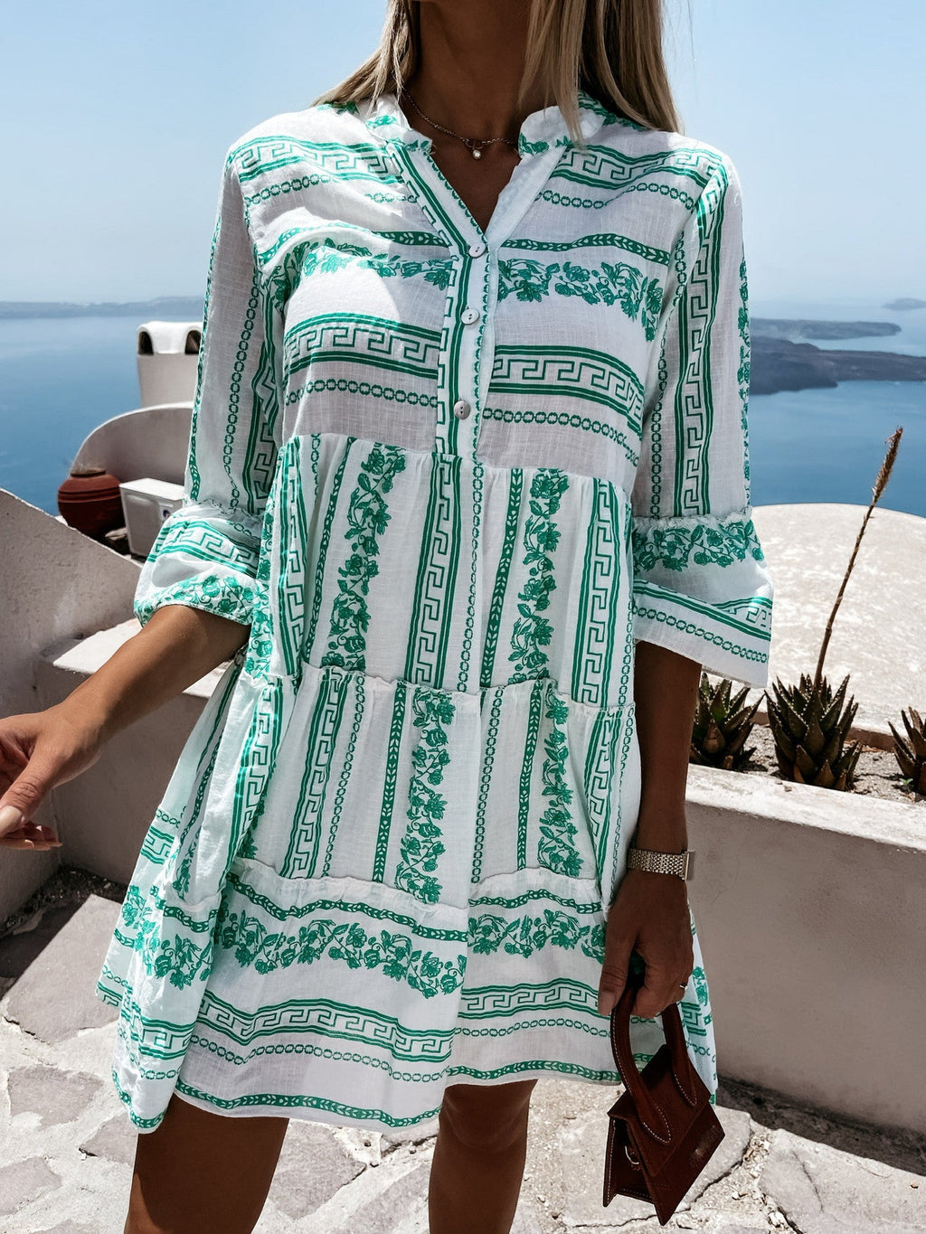 Inna Ibiza Ruffle Dress | Heerlijk luchtige Boho dress met vrolijk patroon