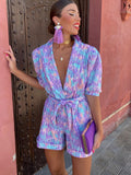 Trendige Festival-Print Playsuit met riem – Leona