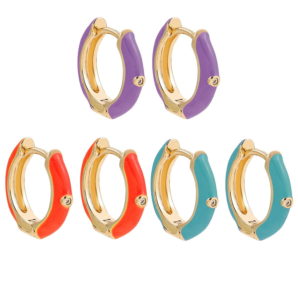 Oorbellen Set 3-delig | Kleurrijke Hoops met Steentjes & Goud