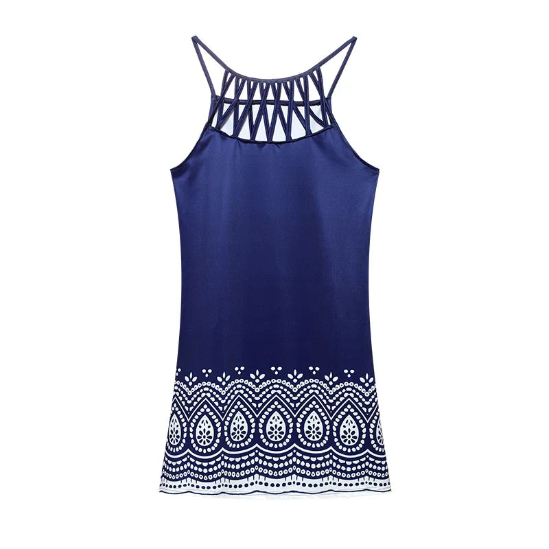Zomer-tuniek jurk met etnische print en spaghettibandjes – Kiara