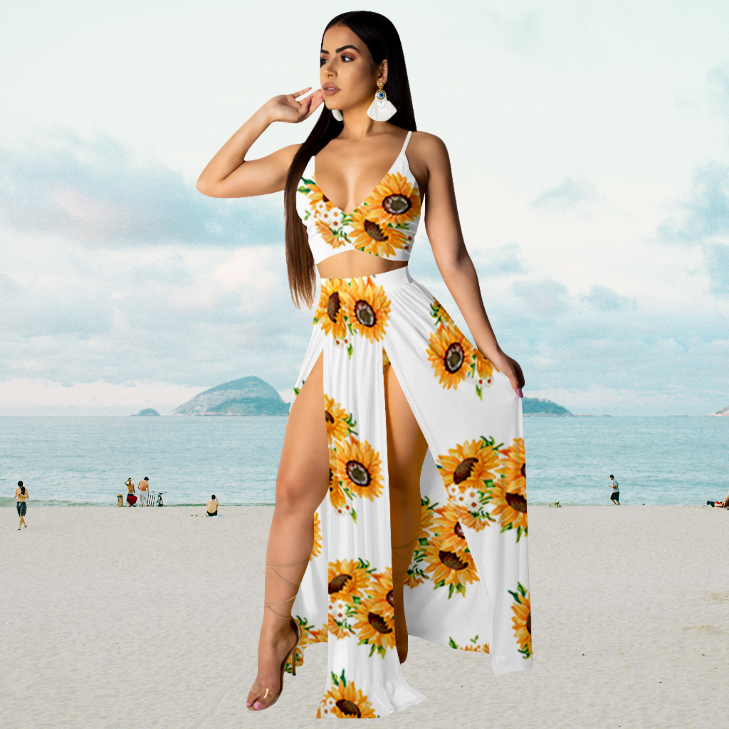 Zomerset met Haltertop en Lange Rok met Split – Naïma