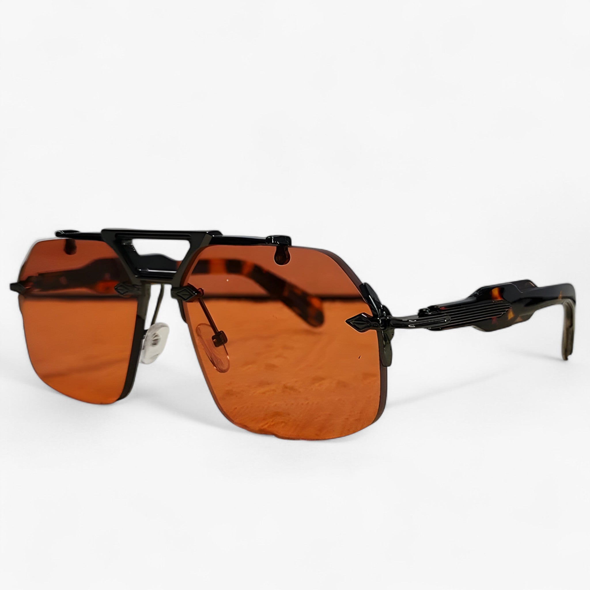 Randloze Oversized Zonnebril met Metalen Accenten – Vexor
