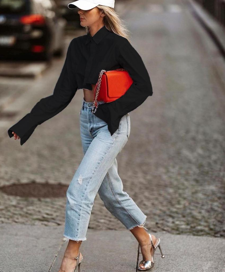 Sammy Jackson™ Christelle Korte Croptop | Een sexy, korte blouse met lange mouwen