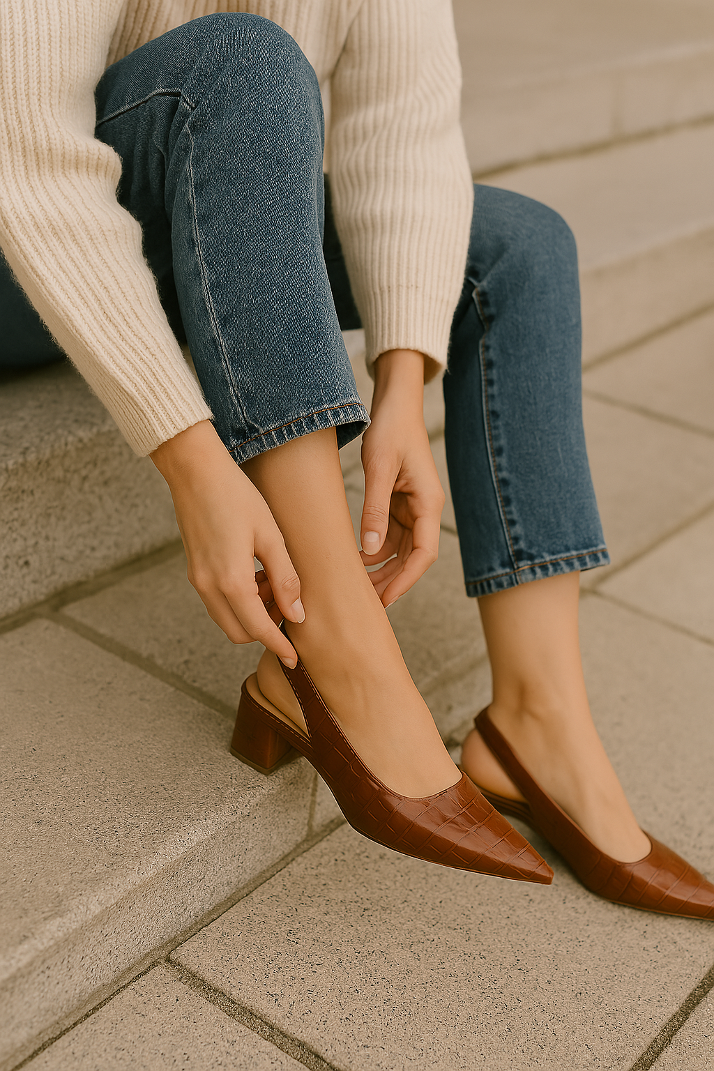 Slingback Pumps met Blokhak - Annika