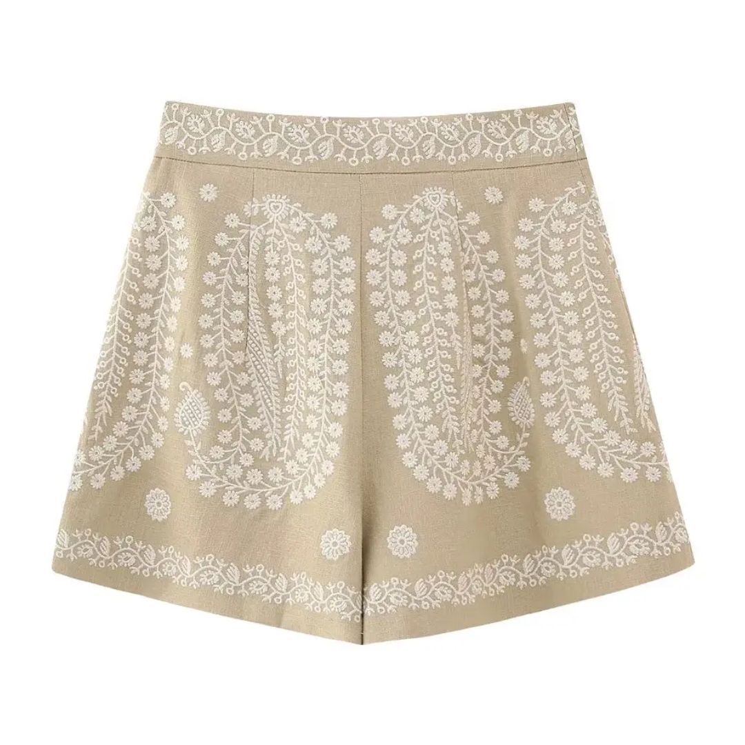 Sammy Jackson™ Cathy Geborduurde Shorts | Hoge Taille & Trendy