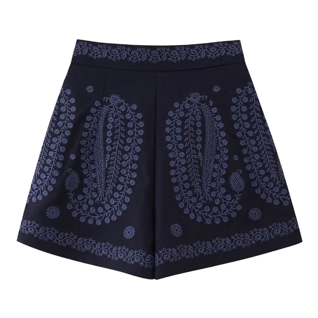 Sammy Jackson™ Cathy Geborduurde Shorts | Hoge Taille & Trendy
