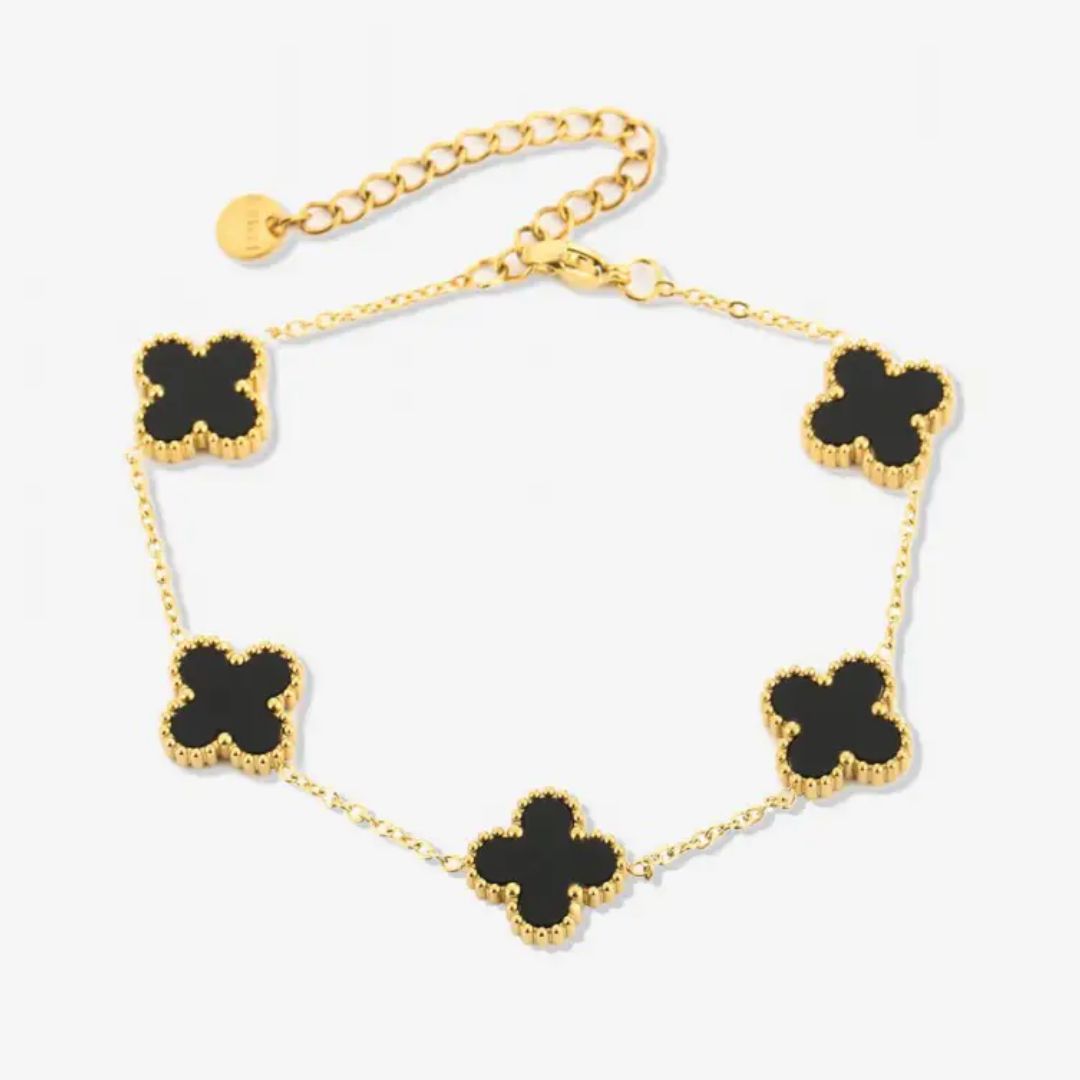 Sammy Jackson™ Zwarte Klaverarmband | Charmant & Stijlvol