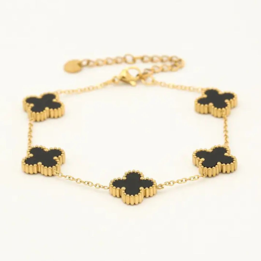 Sammy Jackson™ Zwarte Klaverarmband | Charmant & Stijlvol