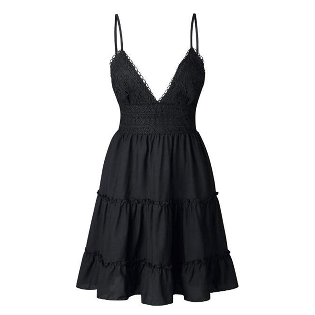Luchtige & stijlvolle mini-spaghetti-jurk met V-hals – Melina