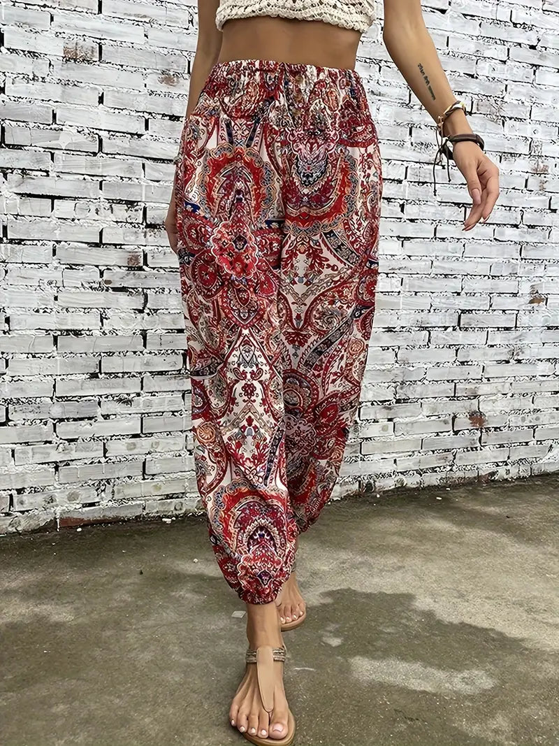 Boho-Chique Dames Broek met Grafische Print – Solara