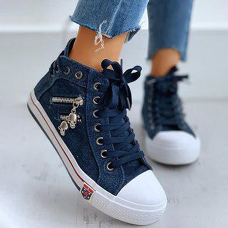 Trendy Hoge Denim Dames Sneakers – Selina
