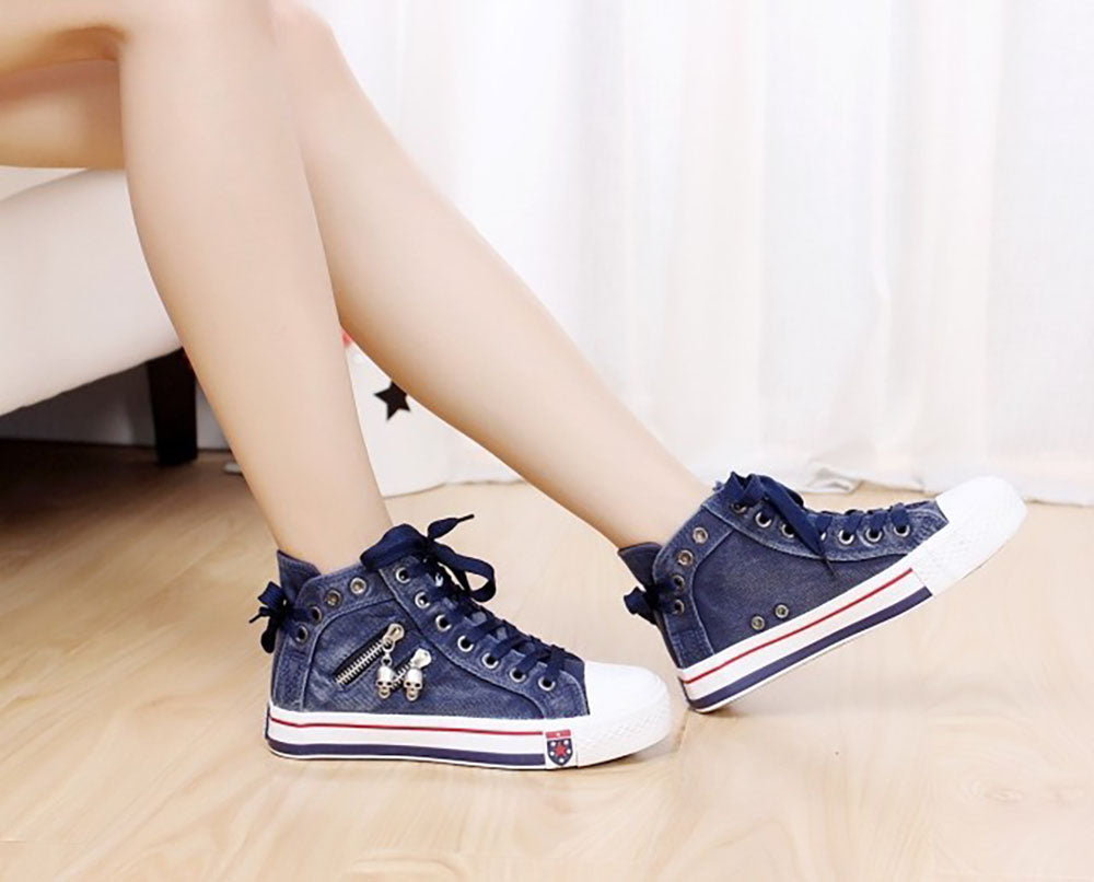 Trendy Hoge Denim Dames Sneakers – Selina