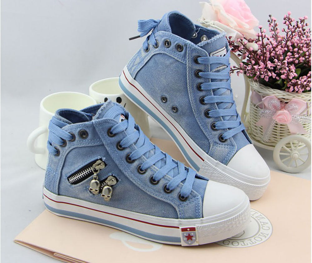 Trendy Hoge Denim Dames Sneakers – Selina