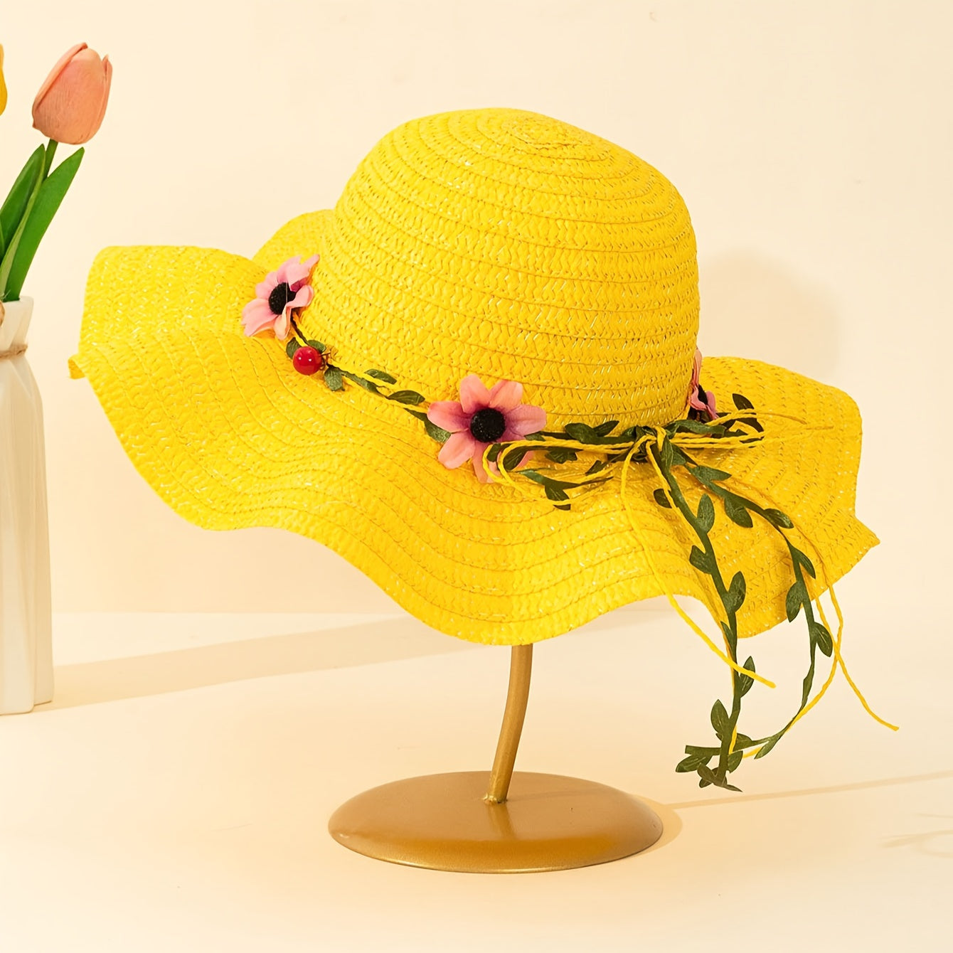 Dames Zomer Strohoed met Bloemen- en Fruitdetails – Solène