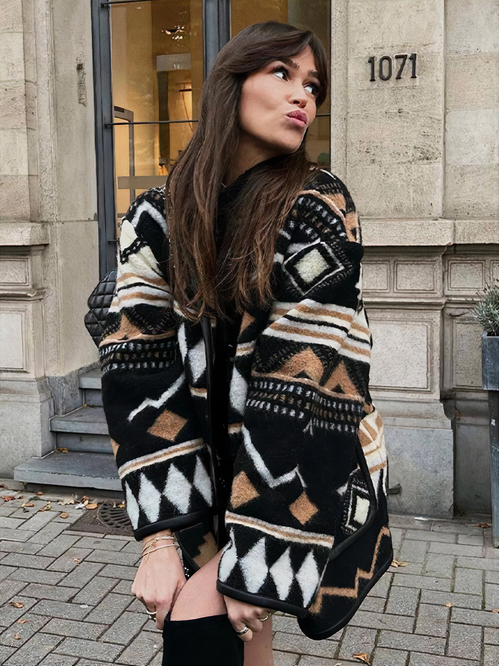 Dames Herfstjas met Print – Amaris