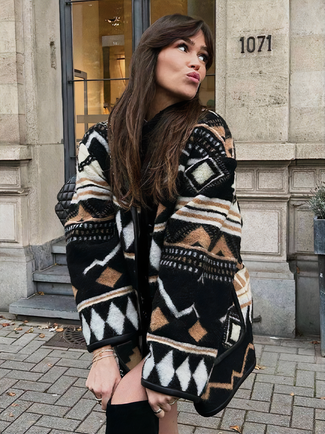 Dames Herfstjas met Print – Amaris
