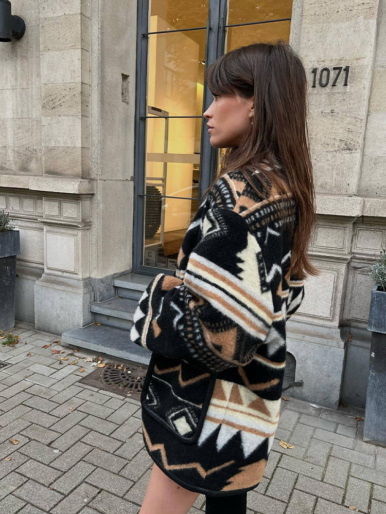 Dames Herfstjas met Print – Amaris
