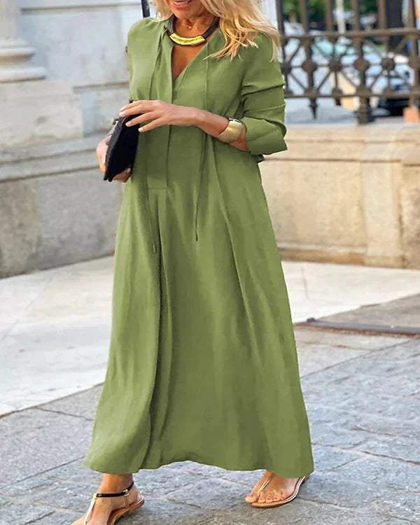 Herfst Maxi Jurk met Lange Mouwen – Amira