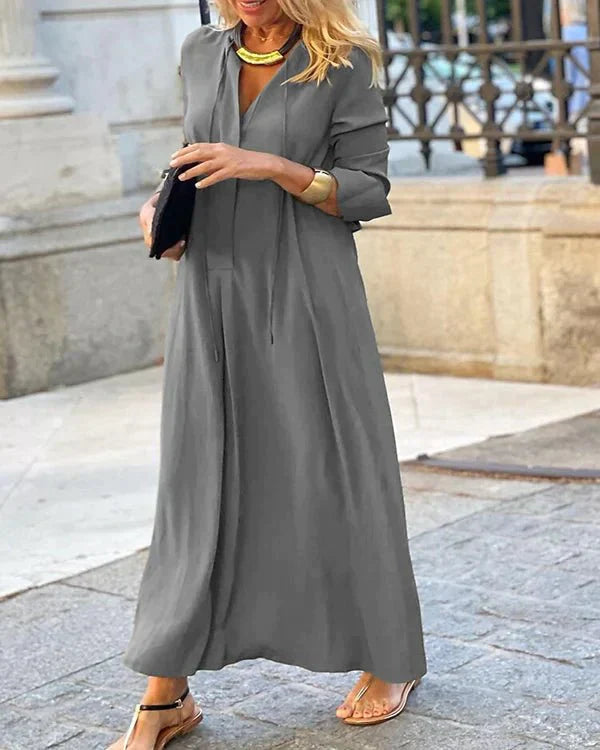 Herfst Maxi Jurk met Lange Mouwen – Amira