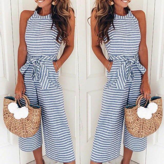 Luchtige & Stijlvolle Dames Jumpsuit met Tailleband en Strepen – Nayla