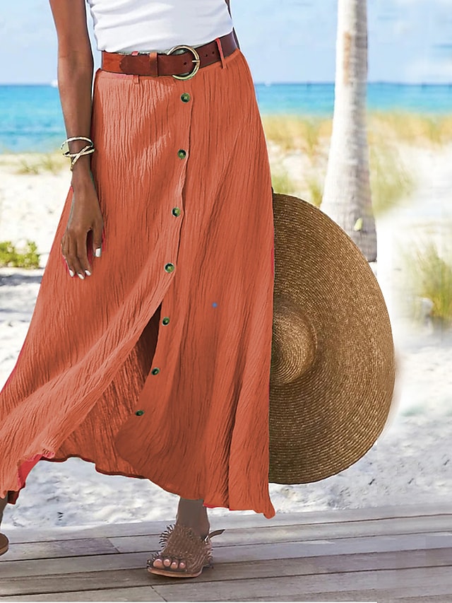 Vloeiende Linnen Maxi Rok – Odette